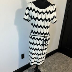 Trina Turk Black and White Chevron Sheath Dress